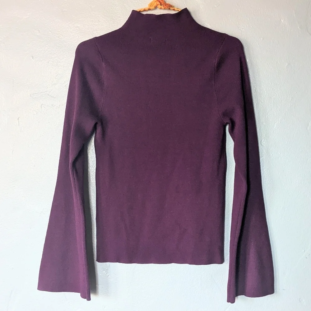 By Anthropologie Plum Mauve Turtleneck Butterfly Sleeve Excellent Medium